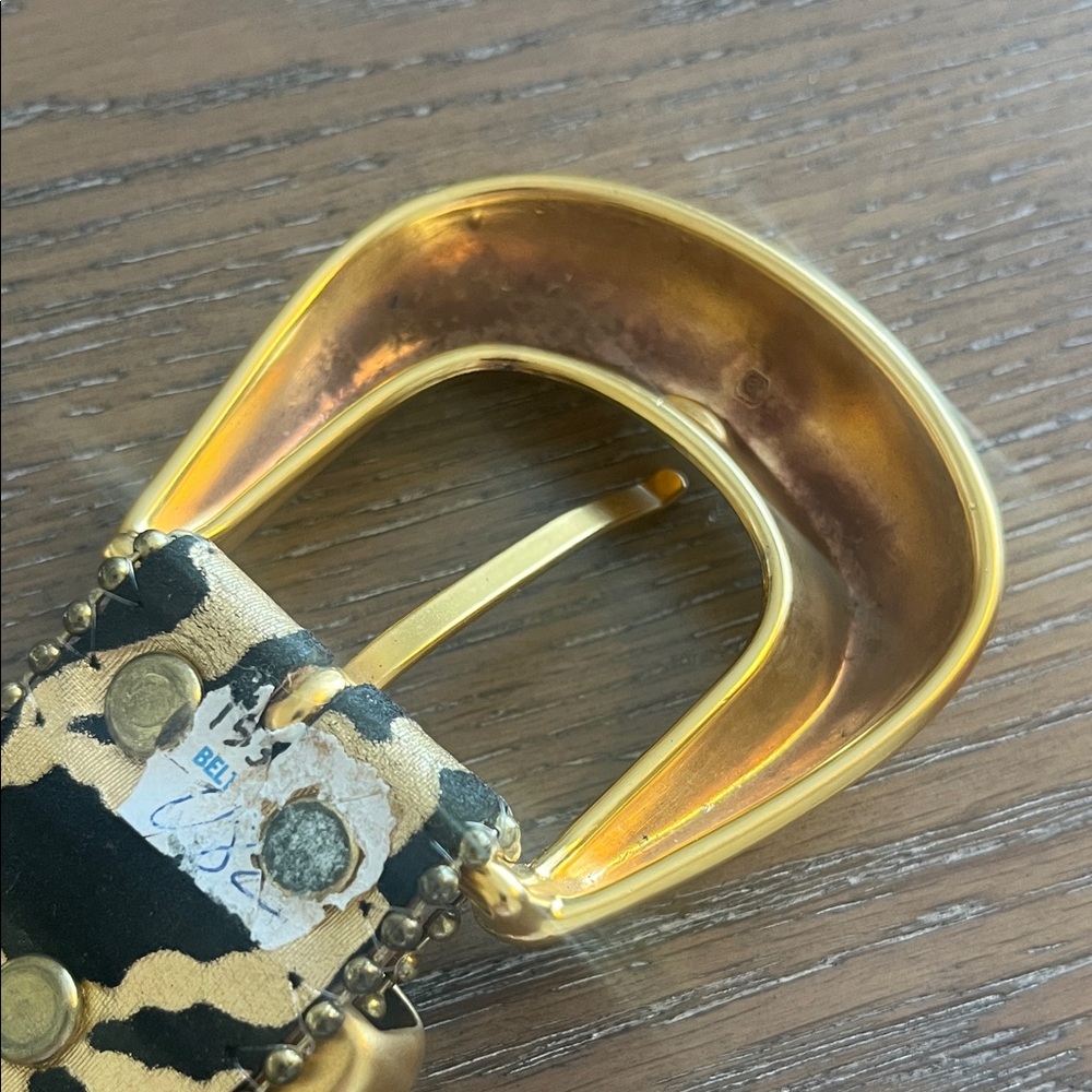 B.B.Simon Italian Leather Gold and Black Patterned Belt Size M - Picture 10 of 10